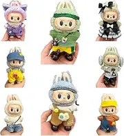 Compatible for La-Bu-Bu Random Doll Sets Clothes Exquisite Replica Plush Keychain Clothes 4 Sets Suitable for 17 Cm Doll(No Doll Included)