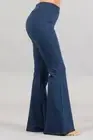 Chatoyant Flared Bell Pants With Frayed Fringe Denim Blue Small