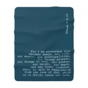 Bible Verse Sherpa Fleece Blanket Blue, Romans 8 v 38&39, 60" x 80", JND