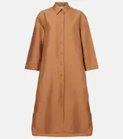 [Max Mara] Max Mara Sella cotton-blend shirt dress UK 2 brown