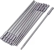 Auniwaig 10Pcs Hex Head Allen Wrench Drill Bit, 1/4 Inch Hex Shank Metric S2 Steel Hex Bit, H3 Magnetic Tips, 150mm/6" Long Screwdriver Bit Perfect for Production Workshop