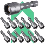 12 Pcs 5/16 Nut Driver Magnetic Power 8mm Socket Adapter Set 1/4 Inch Hex