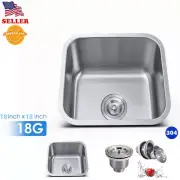 New 18" x 18" x 8" Stainless Steel Under Mount Kitchen /Bar/ Prep Sink 18 Gauge