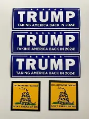 3 TRUMP 2024 bumper stickers MADE IN USA - 2 2nd amendment Patriot sticker