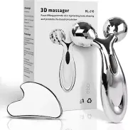 Face Roller and Gua Sha Massage Tool Set, Stainless Steel Face Massager, Gua Sha