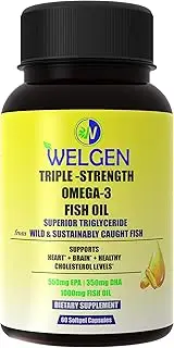 Omega-3 Fish Oil Triple Strength 1000mg (550mg EPA; 350mg DHA; 100mg Other Omega 3 Fatty Acids) - 60 Capsules