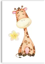 Happymotive Premium Children's Room Poster DIN A4 - Premium Print on 300 g Paper - Wall Decoration for Children Nursery Baby Room School Classroom (Giraffe)