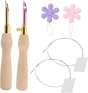 COHEALI 1 Set Punch Needle Tool for Beginners Embroidery Needles with Threader for Yarn Non Woven Fabrics Crafting Sewing Supplies