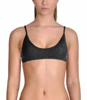 Rachel Roy BLACK Mesh Laser-Cut Swim Top, US Medium