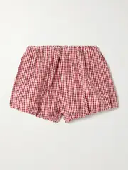 [Posse] Posse - Aurelia Gingham Linen-seersucker Shorts - Red - x small x small Red