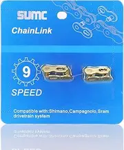 Inkesky 4 Pairs Re-usable Quick Link for Bike Chains - Compatible with Shimano/KMC/Campagnolo/SRAM (9-Speed (Gold))