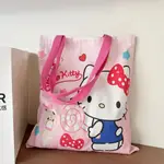 HELLO KITTY 凱蒂貓兒童帆布包 可愛大容量單肩購物書包補習袋