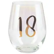 Rainbow Stemless 18th Wine/Alcohol Glass 600ml Birthday Drinking Drinking Cup