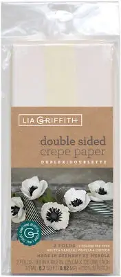 Lia Griffith Double-Sided Extra Fine Crepe Paper 2/Pkg-White/Vanilla & - 2 Pack