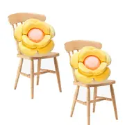 SOGA 2X Yellow Double Flower Shape Cushion Soft Bedside Floor Plush Pillow Home Decor