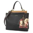 NEW Chala Convertible Satchel Crossbody Tote Black Vegan HORSE GEN2 Coin Purse