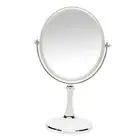 Vintage Table Mirror with Stand White & Silver(1/3x Magnifying Makeup Mirror)