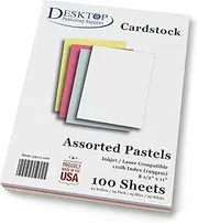 110lb Index Assorted Pastel Colored Cardstock - Letter Size 8 1/2" x 11" - 100 Pack