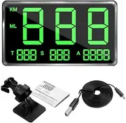 Car HUD Headup Display, GPS Digital Speedometer with 4.5 Inch LED Digital Display Support MPH KM/H Overspeed Alarm Fatigue Driving Reminder Speed/Mileage/Altitude/Time Display for Car Truck SUV