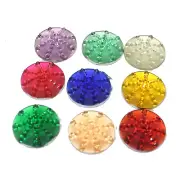 50 Mixed Color Flatback Resin Round Glitter Dotted Rhinestone Cabochons 18mm