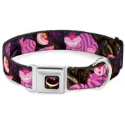 Seatbelt Buckle Dog Collar - Cheshire Cat Tree Poses - 1.5" Wide - Fits 16-23...