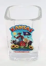 Kansas State Montage Square Shot Glass Glassware