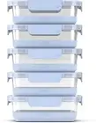 Glass Food Storage Container Silicone Boot Airtight BPA Free Plastic Lids 5 Pack