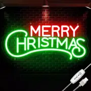 Merry Christmas Neon Sign - Acrylic Christmas Neon Signs, Red Green LED Christma