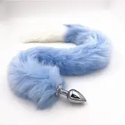 Fox Tail Anal Butt Plug Sex Toys for Beginner, Women, Men, Couple & Cosplay (31"Blue)