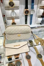 Michael Kors Maisie Small 2 in 1 Camera Shoulder Crossbody Bag (Light Cream)