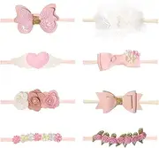 [FRCOLOR] Newborn Hair Bows Baby Headband 8Pcs Bow Headband Elastic Flower Hairband for Baby Girls Hair Accessory for Newborns Infant Toddler Girl Hair Accessories