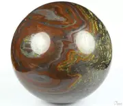 Huge 5.6" Colorful Tiger Iron Eye Carved Crystal Sphere, Crystal Healing