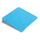 Silicone Trivet Mats 2pcs, Square Hot Pan Pads Hot Pot Holder -Light Gray, Blue