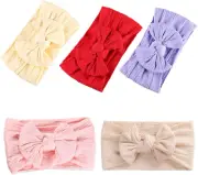 5Pcs Baby Girls Headbands, Elastic Turban Hair Bows Hair Band, Hair Accessories