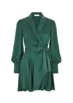 Zimmermann Silk-satin Mini Wrap Dress - Green - 3 (UK 14 / L) 3 (UK 14 / L)