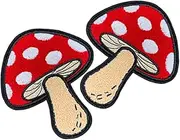 PHENOFICE 2pcs Mushroom Embroidery Patches: Iron-on Cartoon Appliques for Clothing Repair - DIY Appliques Accessories - Kids Jeans and Clothes Repairing Patches