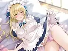 Anime girls blonde pointy ears thighs pink panties green Playmat Gaming Mat Desk
