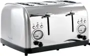 4 Slice Wide Slot Toaster with Variable Browning in Silver