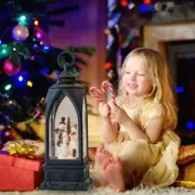 12” Christmas Snow Globe Lantern Snowman with Music & Timer USB LinedBattery