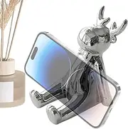 Cell Phone Stand - Deer-Shaped Phone Holder for Desk - Ceramic Electronics Cradle, Tabletop Animal Ornament for Library, Cafe, Classroom, Home