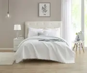 Pom Pom Ball Fringe Quilt Sets3 Pcs Lightweight Down Alternative Quilt Sets