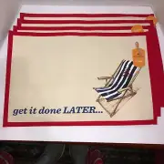 Set 4 TOMMY BAHAMA Get It Done Later Cloth Placemats 13 x 19 NWT Beach Chair
