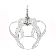 16" Tall Silver Crystal Beaded Metal Crown Cake Topper Birthday Party Wedding