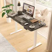 Advwin Electric Standing Desk Adjustable Height Ergonomic Stand Up Desk Motorised Sit Stand Desk 120cm Splice Board White Frame/Black Desktop