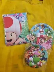 Super Mario Birthday Party Backdrop & Plates