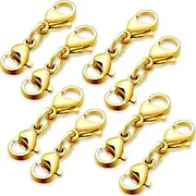 [BOLNEY] Double End Design Necklace Clasps, 8Pcs Double Lobster Clasp Double Claw Lobster Extender Connector Jewelry Clasps,Double Lobster Clasp Extender Necklace Clasp Connector Bracelet Extension Clasps,Gold