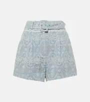 [Veronica Beard] Veronica Beard Hobbes high-rise cotton shorts AU 2 blue
