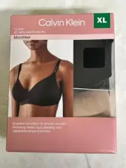 Calvin Klein Ladies' Lightly Lined Wirefree Bra, 2-pack BLACK/BARE XL (122)