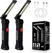 UHURU LED Work Lights 2 Pack Torch - Rechargeable, Magnetic Base, 360° Rotatable, 5 Modes & Hook. 2X Portable Reading Flashlights for BBQ, Camping Lantern, Workshop, Inspection, Home & Emergency Use.