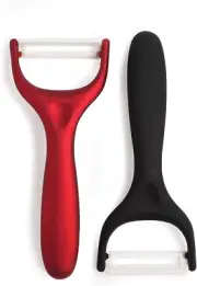 Ceramic Peeler Set with Ultra Sharp and Durable Blades, Ergonomic Handles Black